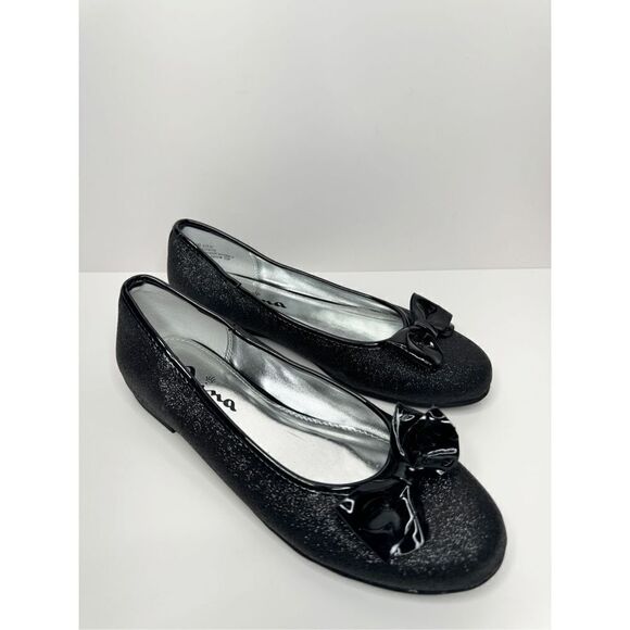 Nina Flats Kids Size 4 Black Slip On Casual Shoes‎ With Bow Ballets - Picture 3 of 11